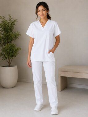 BEVERLY HILLS UNIFORMS NWT Short Sleeve V-Neck Scrub Top S